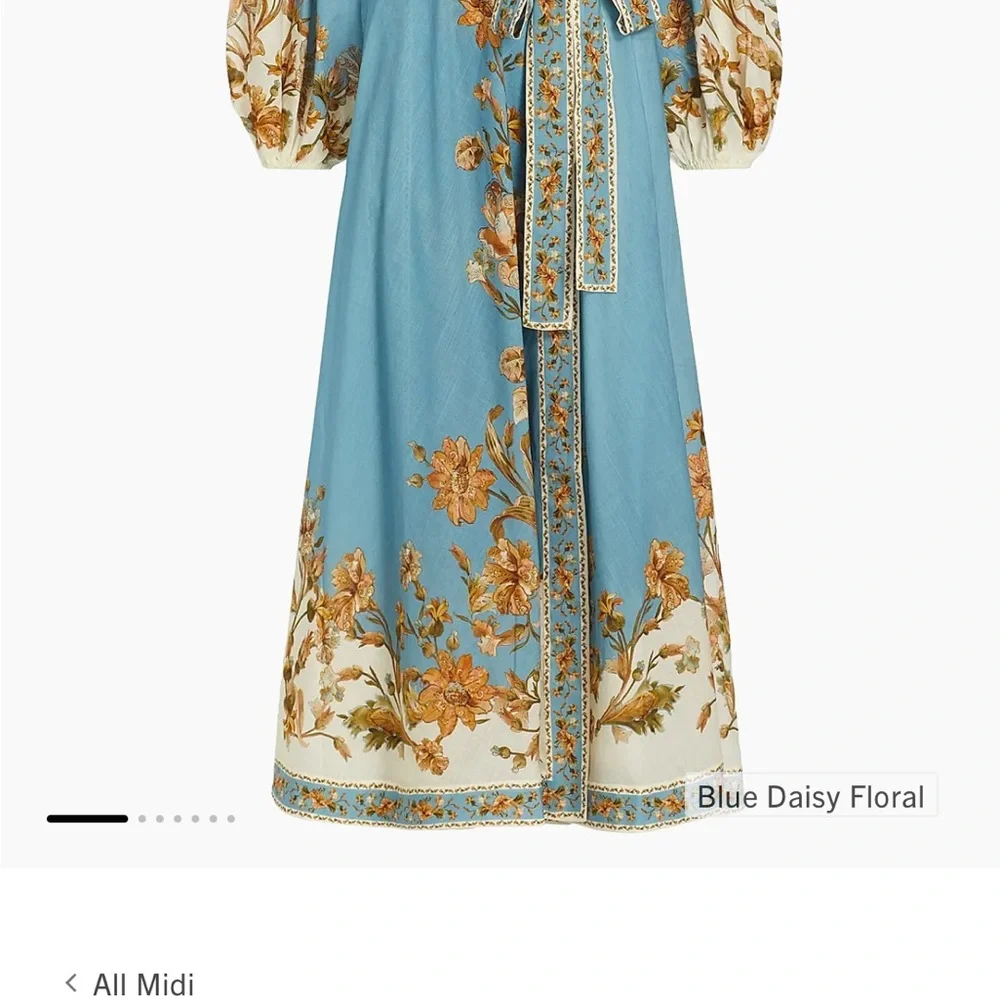 Zimmermann Teal and Gold Floral Long Sleeve Dress, Chintz, $880 - Picture 2 of 9